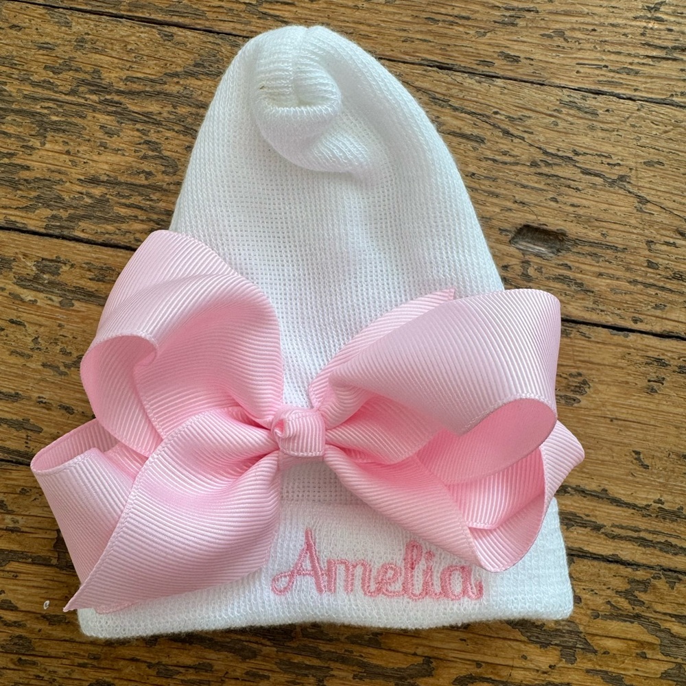 "Amelia" Monogrammed Newborn Hat